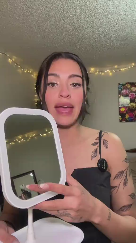 Espejo de Maquillaje LED de Escritorio con Soporte Ajustable